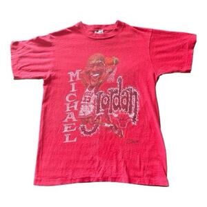 Vintage Salem Sportswear 90s Michael Jordan T Shirt Cartoon Caricature M Bulls